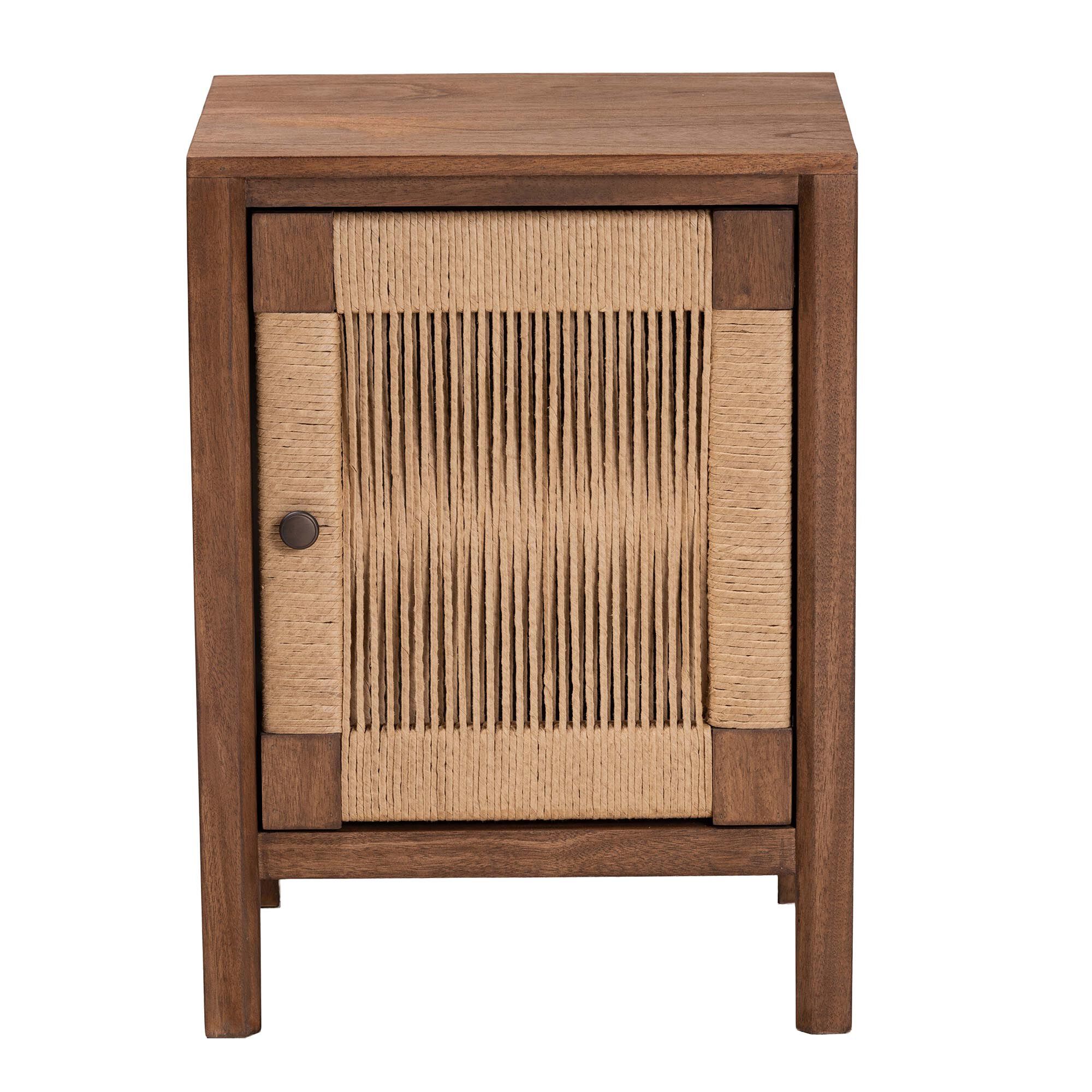 Holitz Modern Bohemian Walnut Brown Finished Bayur Wood Nightstand, BROWN, alternate image number 4