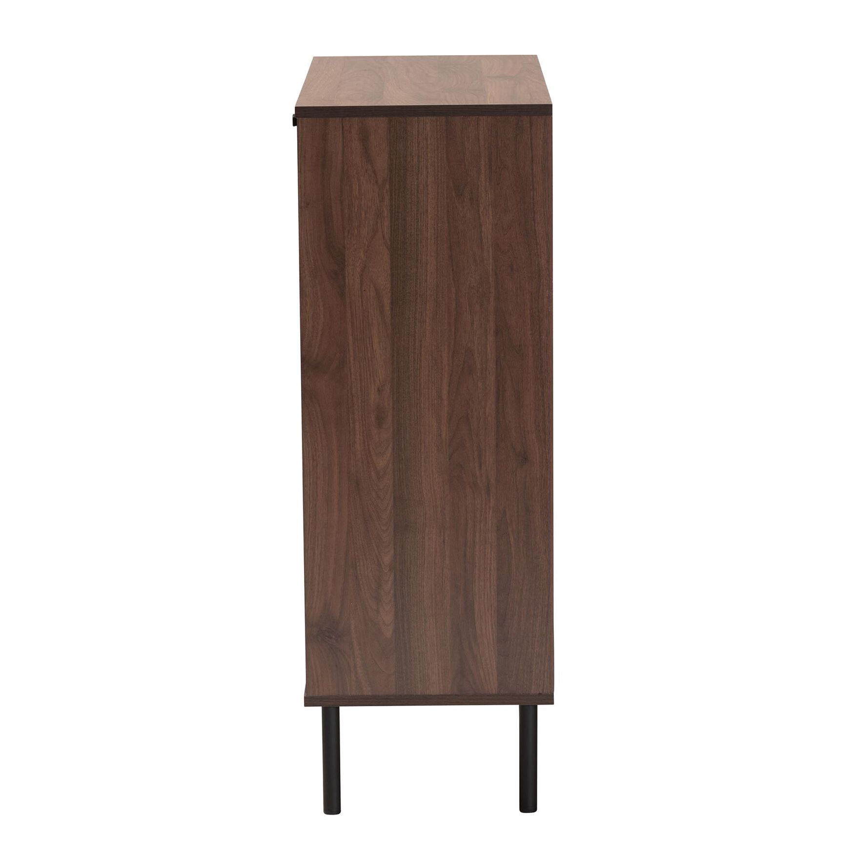 Josette Mid-Century Modern Transitional Walnut Brown Finished Wood 1-Door Shoe Cabinet, , alternate image number 3
