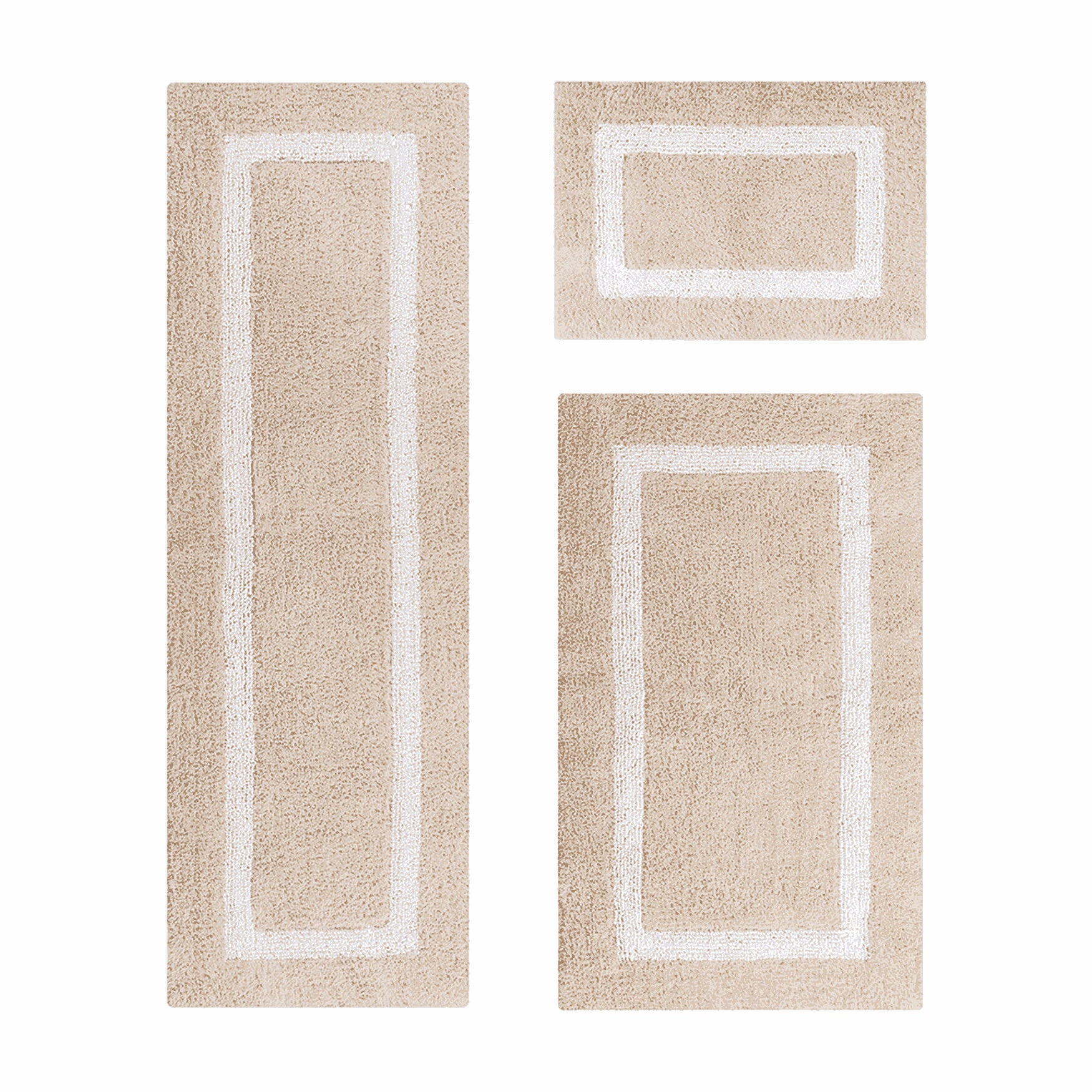 Hotel Collection 100% Cotton 3 Piece (17 inches X 24 inches | 24 inches X 40 inches | 20 inches X 60 inches) Bath Rug Set, SAND WHITE, hi-res image number 0