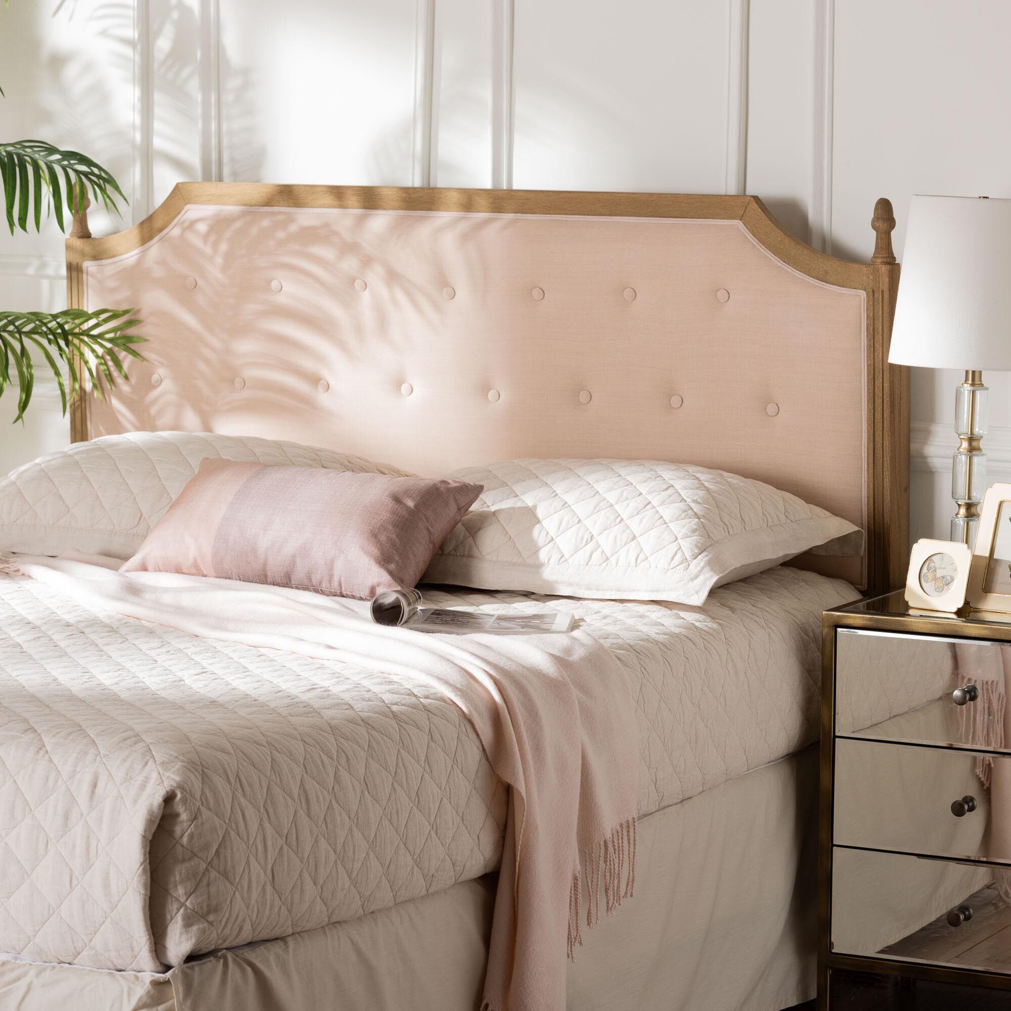 Lourdes Upholstered Headboard, BEIGE, alternate image number 4