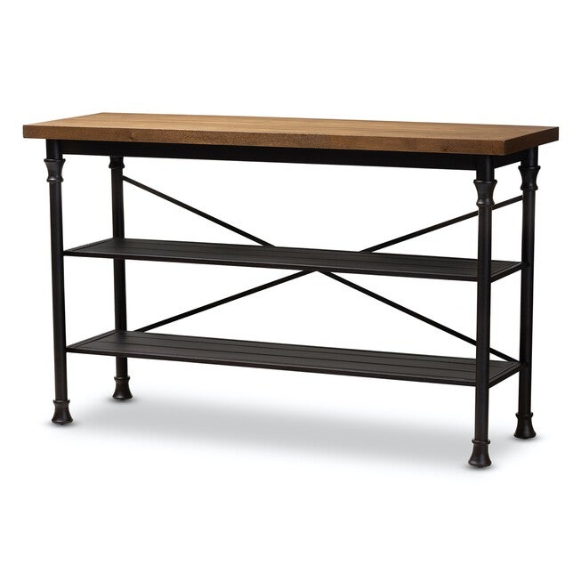 Velera Vintage Wood Metal Kitchen Storage Shelf Unit Furniture, OAK BROWN, hi-res image number null