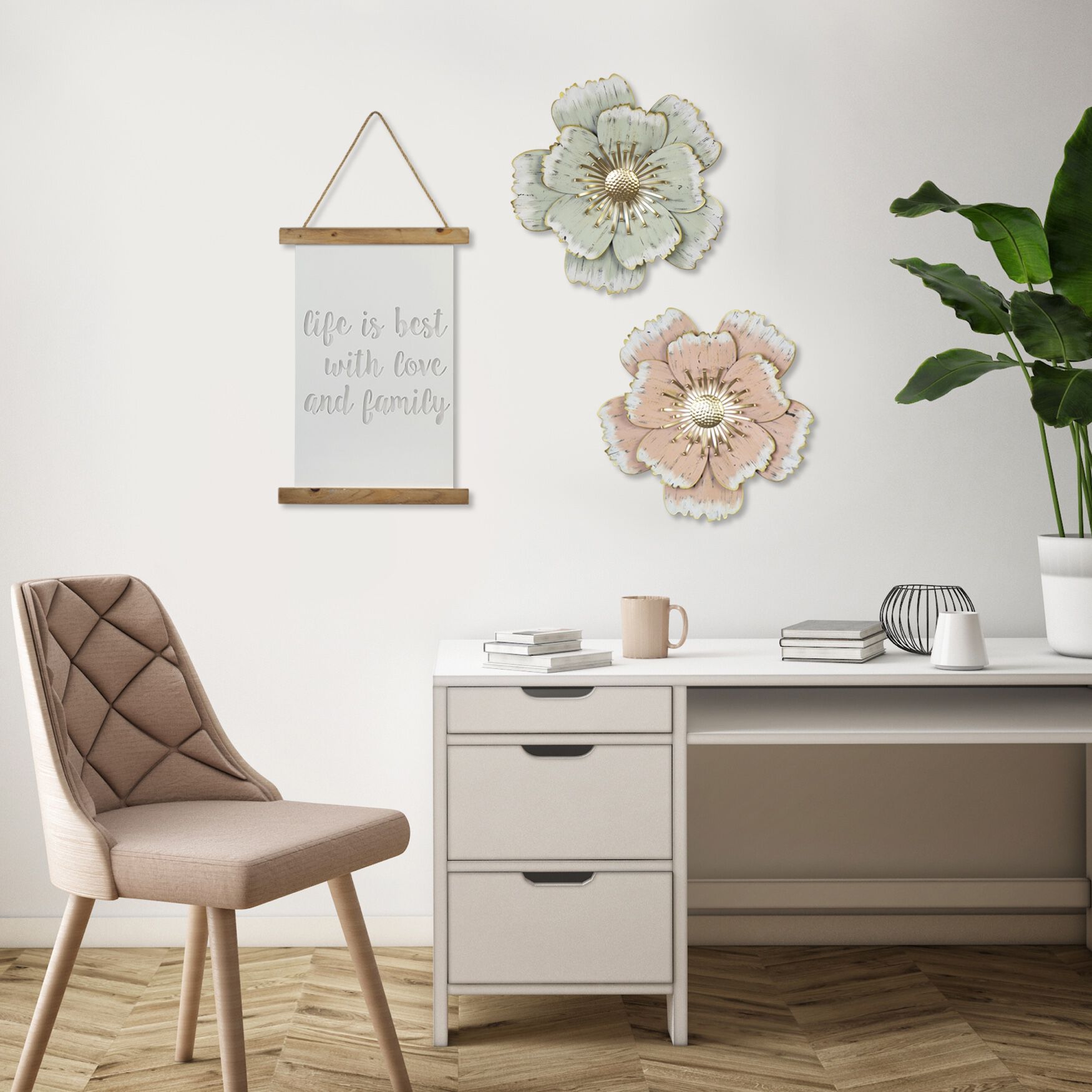 Layered Green Metal Flower Wall Decor, , alternate image number 7