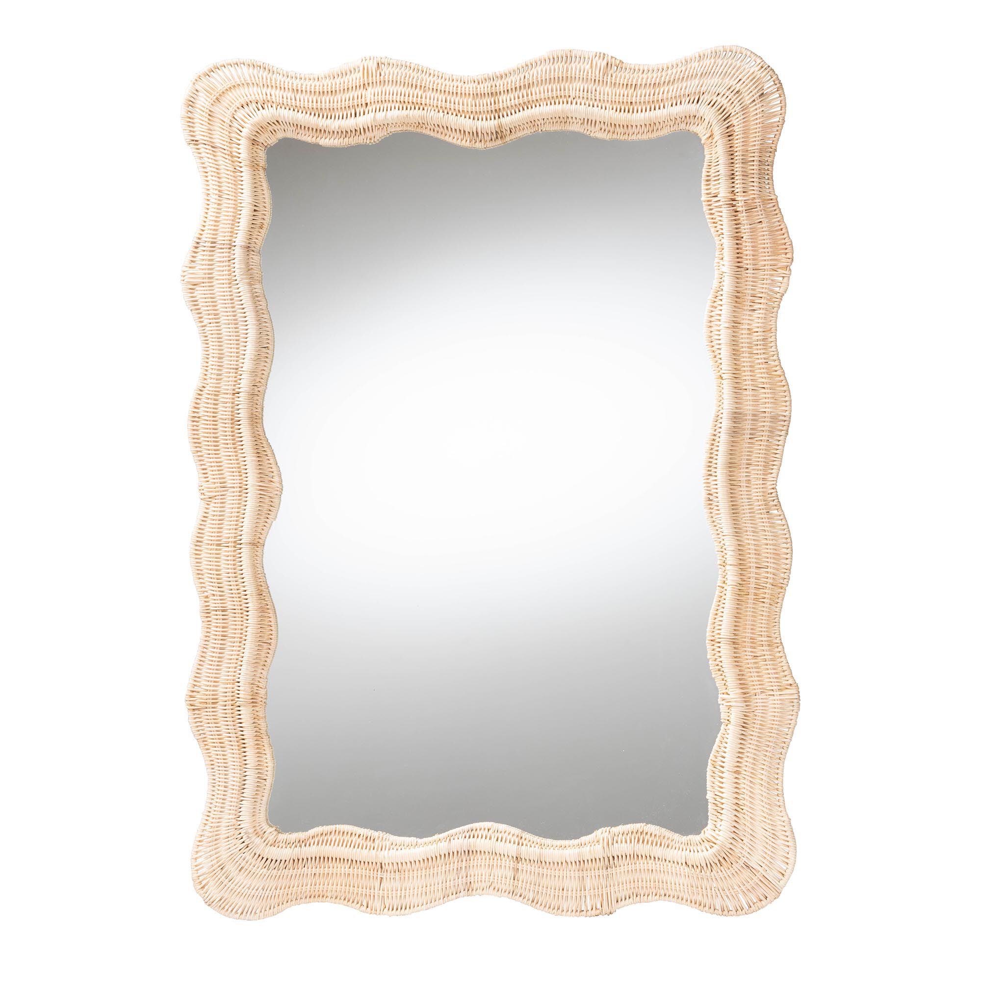 Hasana Bohemian Natural Scallop Rattan Accent Wall Mirror, NATURAL, alternate image number 2