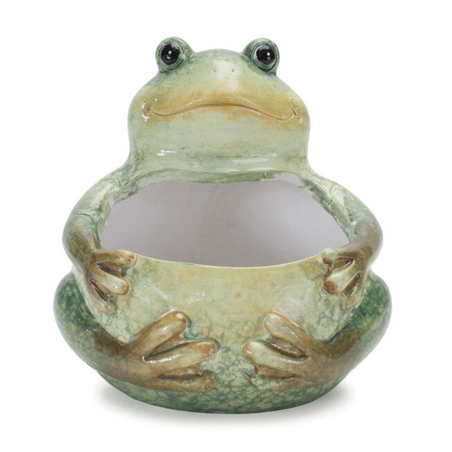 Terra Cotta Frog Planter (Set Of 4), GREEN, hi-res image number 0