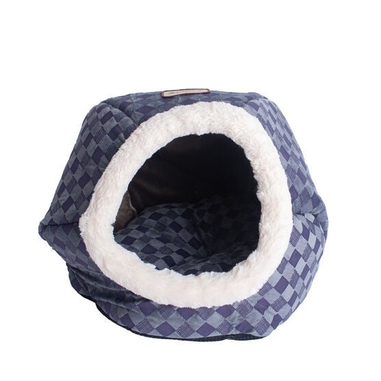 Cuddle Cave Cat Dog Bed, Blue Checkered, , alternate image number null