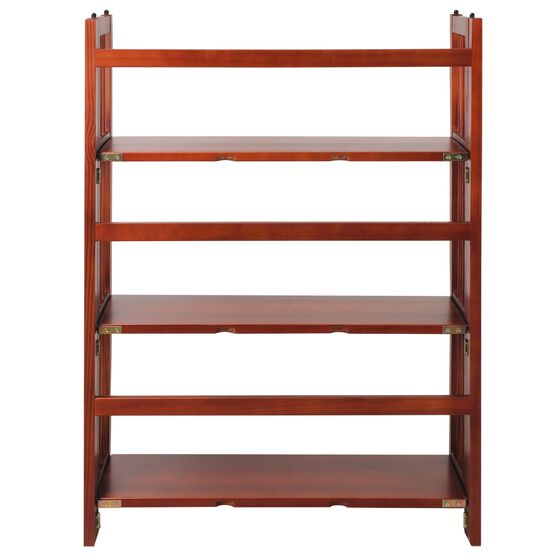 3-Shelf Folding Stackable Bookcase 27.5" Wide-Mahogany, , alternate image number null