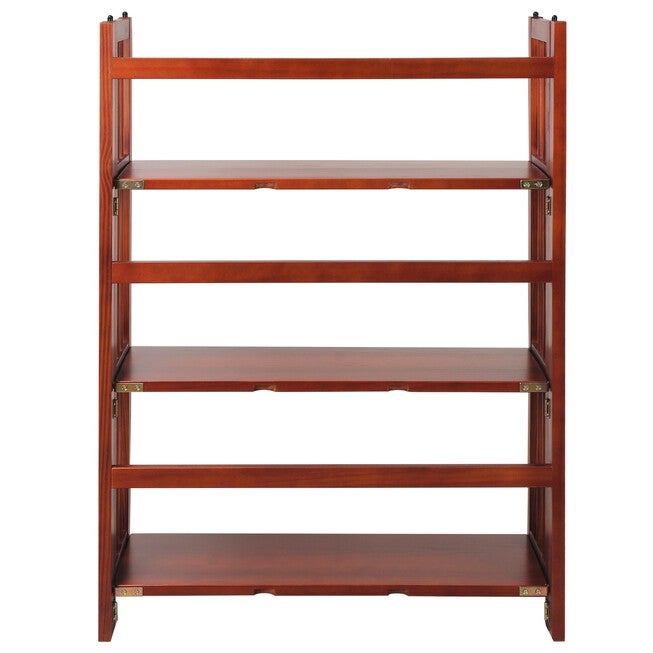 3-Shelf Folding Stackable Bookcase 27.5 inches Wide-Mahogany, , alternate image number 3