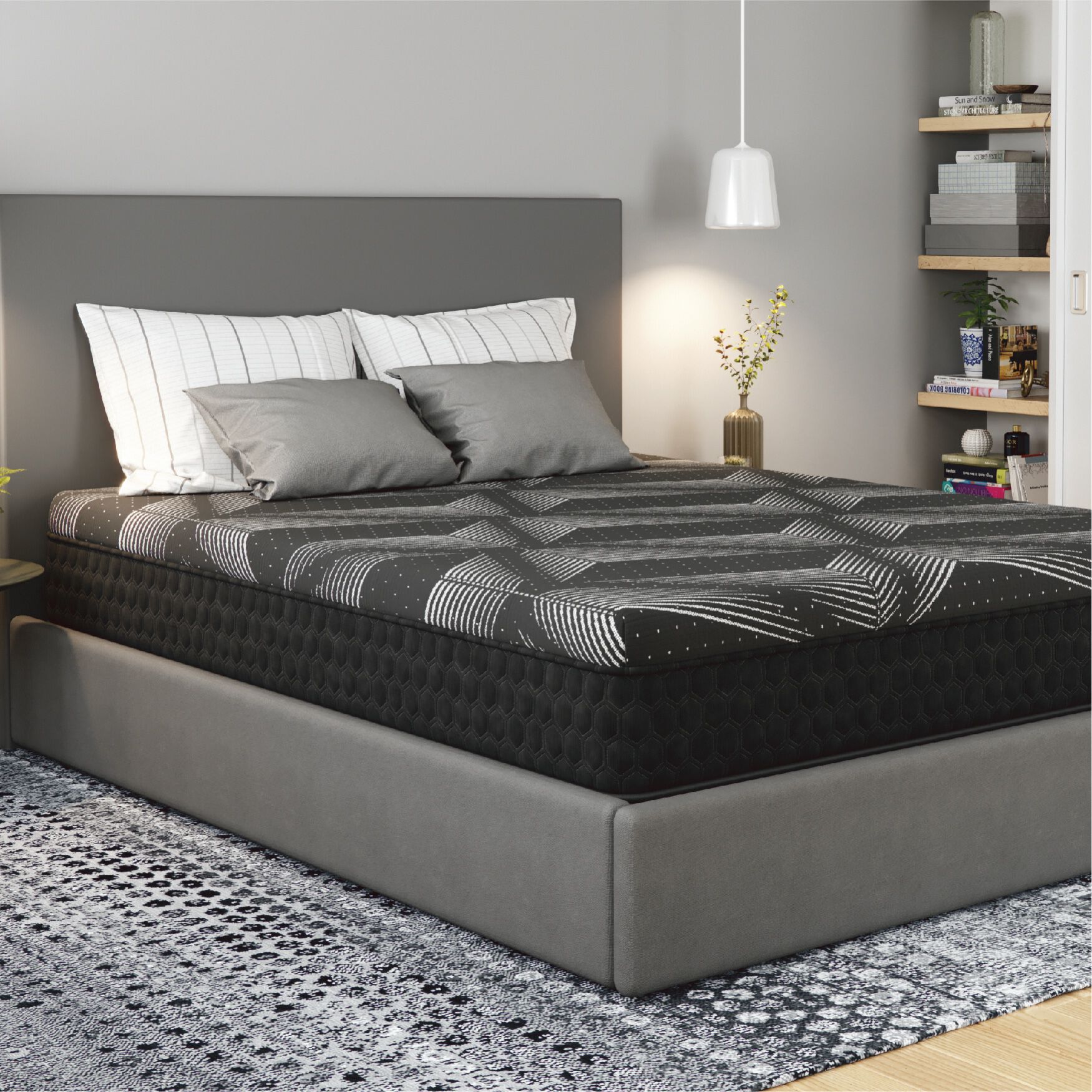 11 inches Copper Memory Foam Hybrid, Medium, Queen Mattress, DARK GREY, hi-res image number 0