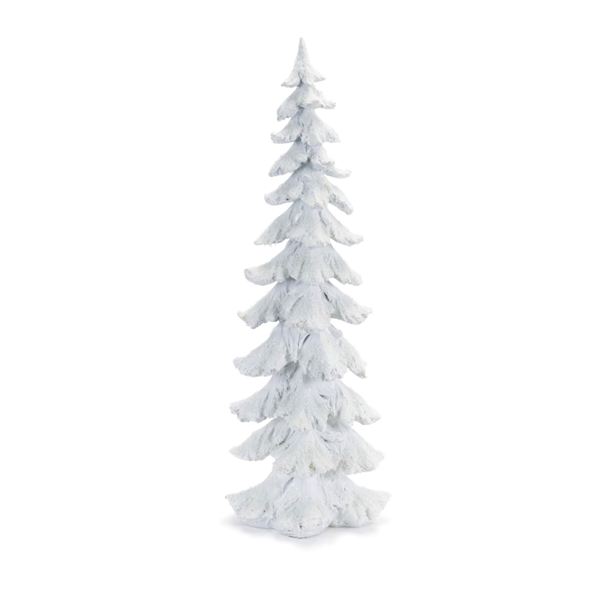 Flocked Pine Tree with Carved Design 26 inchesH, WHITE SILVER, alternate image number 1