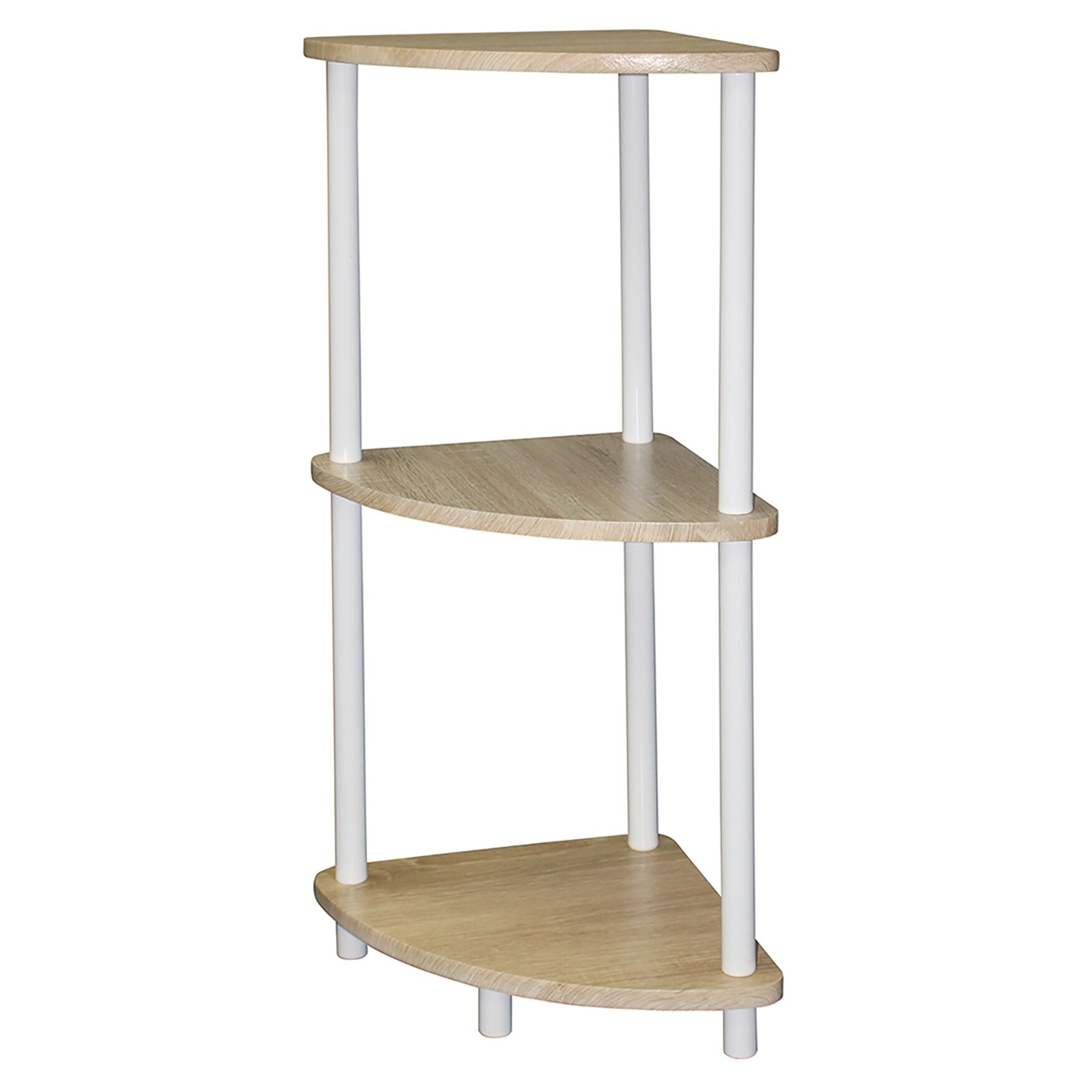Home Basics Pine Wood 3 Tier Arc Corner Shelf, BAMBOO, hi-res image number 0