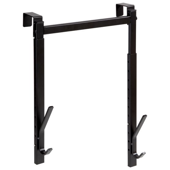 Over The Door Hanger, 2 Organizer Rack, Adjustable Height Hooks For Coat, Hat, Scarf, Bag, Accessory-White, BLACK, hi-res image number null