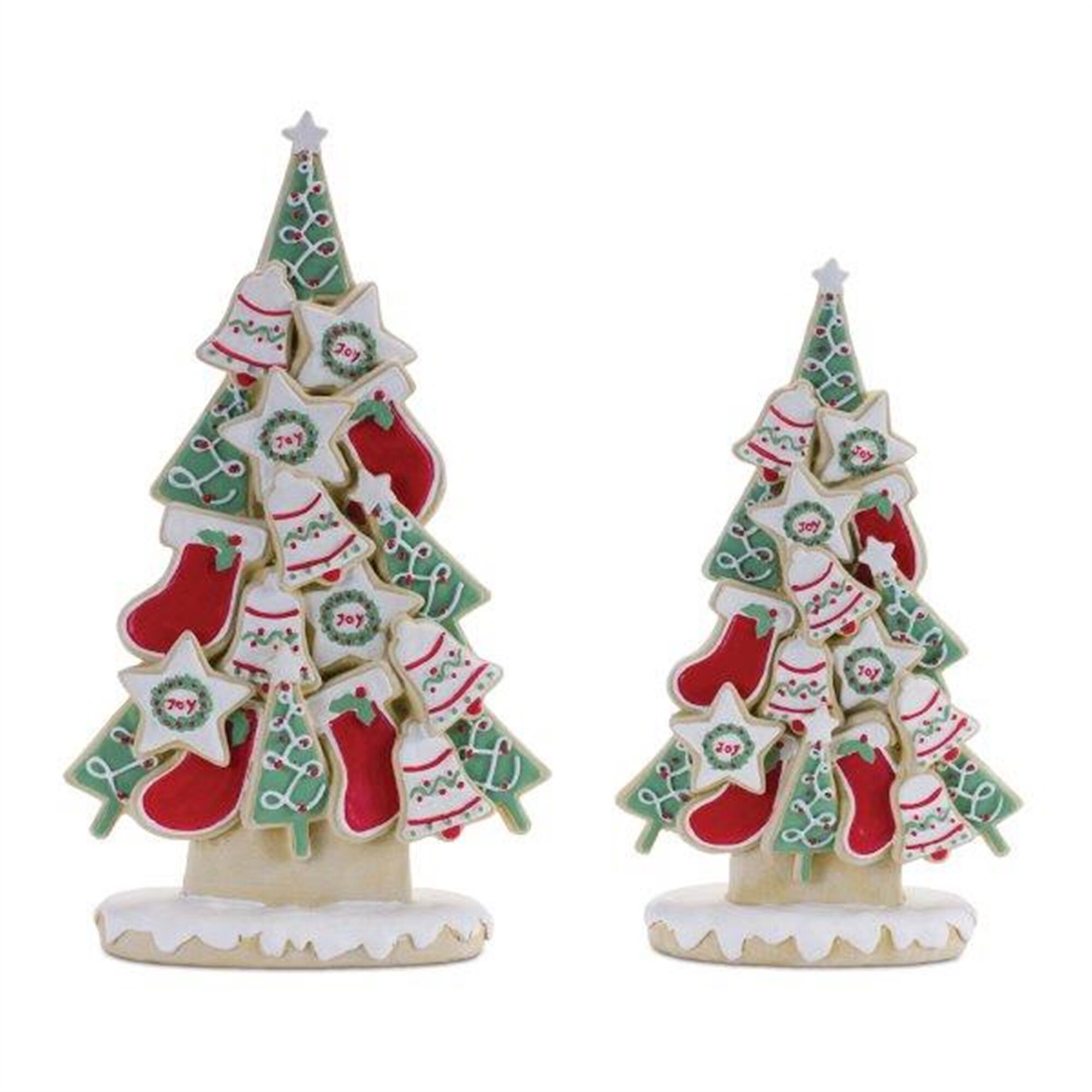Frosted Christmas Cookie Pine Tree (Set of 2), GREEN RED WHITE, alternate image number 1