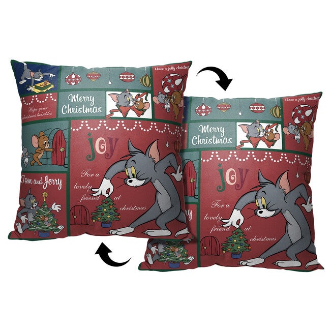Wb Tom And Jerry Christmas Compilation 18X18 Printed Throw Pillow, O, hi-res image number 0