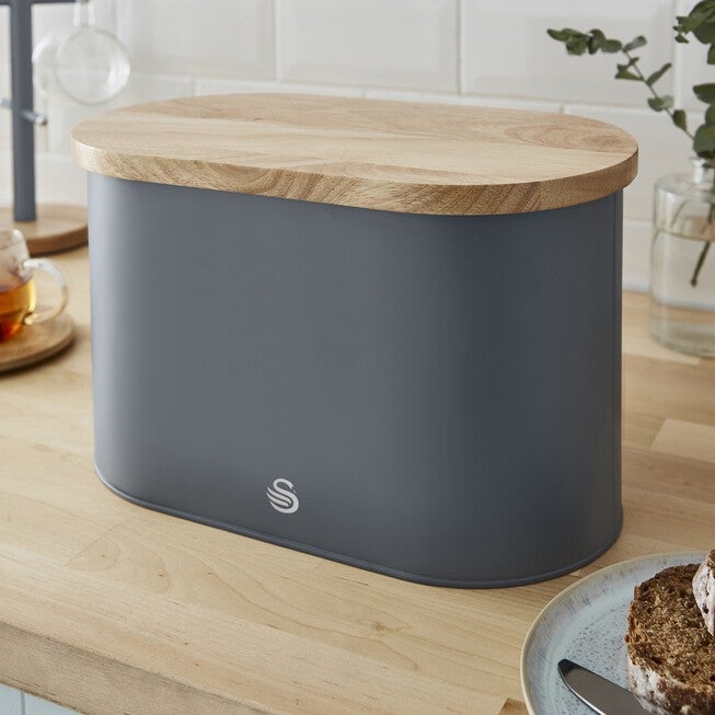 Nordic Bread Bin With Cutting Board - White, , alternate image number 2