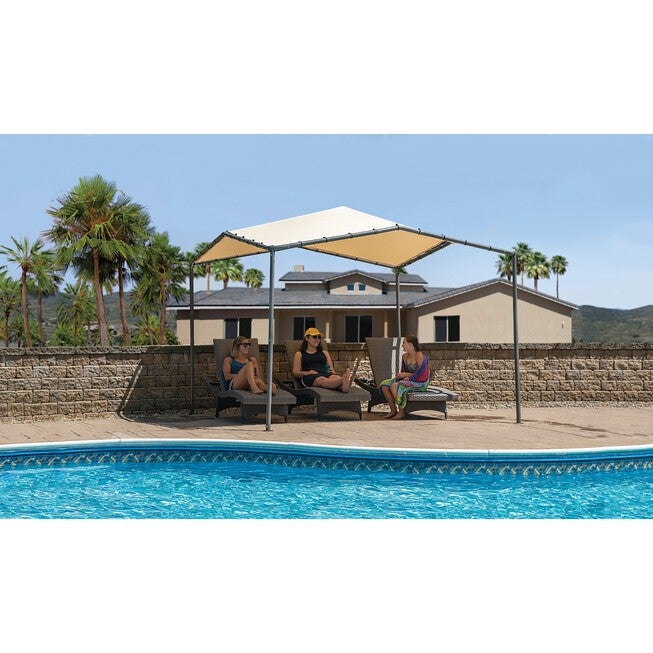 10x10 Pacifica Gazebo Canopy Charcoal Frame and Marzipan Tan Cover, TAN, hi-res image number null