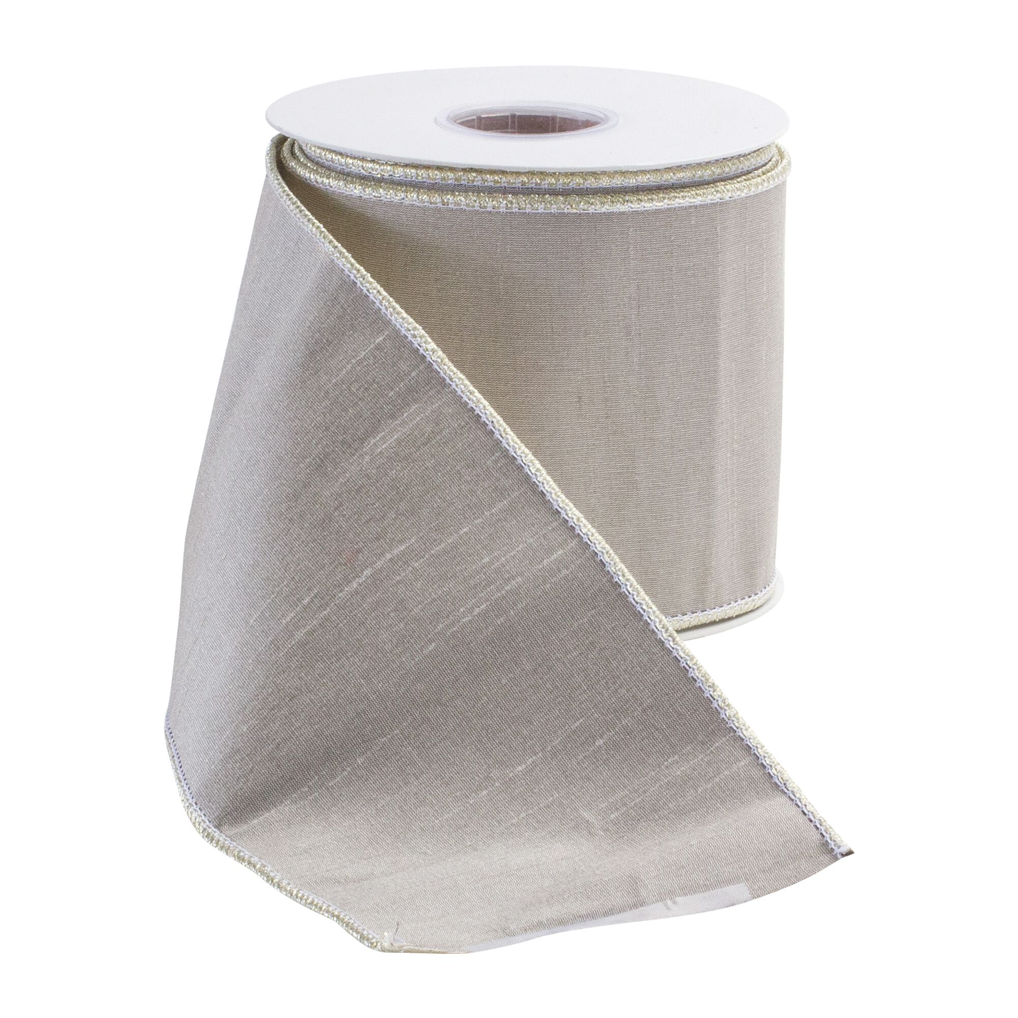 Beige Holiday Ribbon 4 inches x 10 yds., BEIGE, alternate image number 1