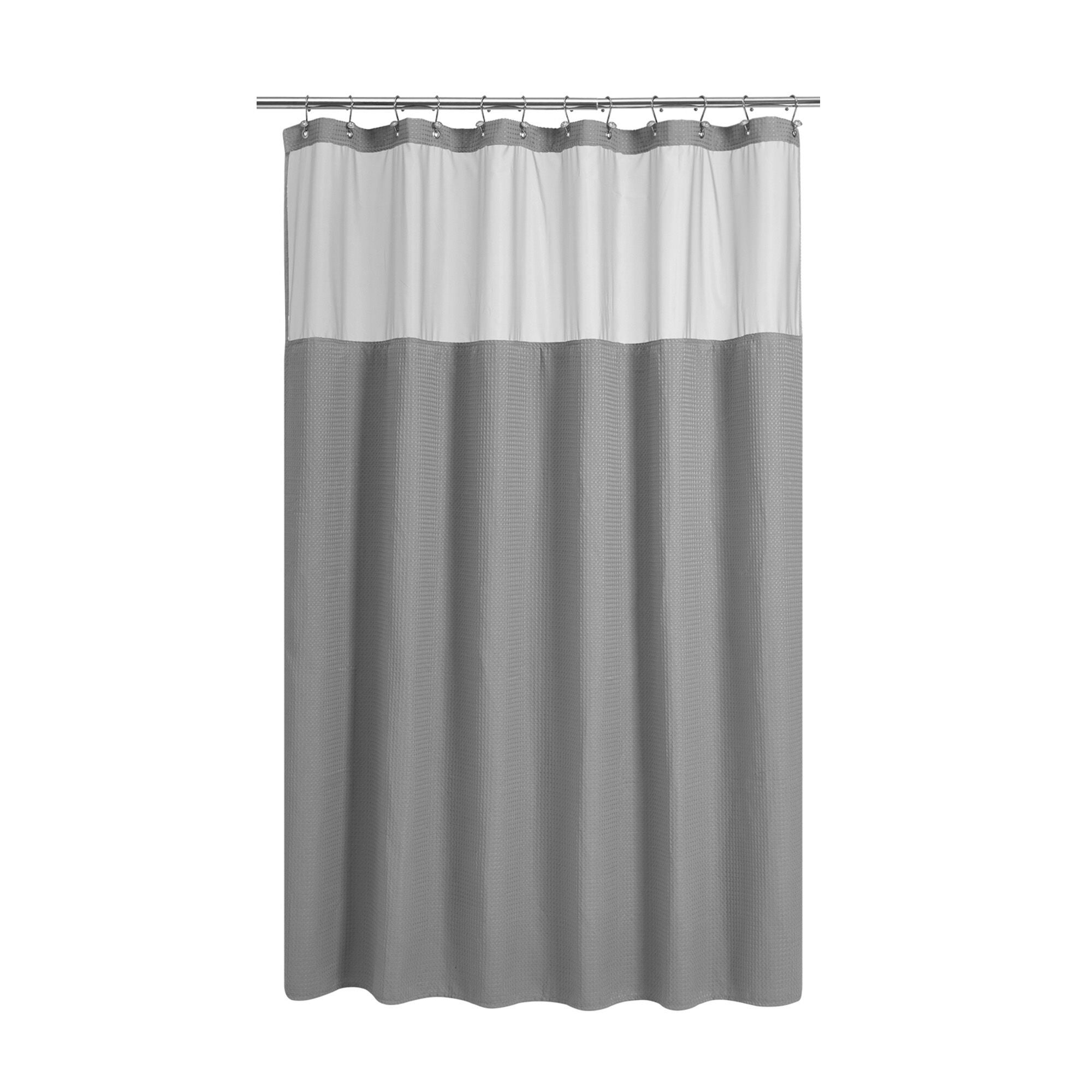 Dobby Waffle Shower Curtain with Snap-in Liner, Hooks included, GRAY, alternate image number 5