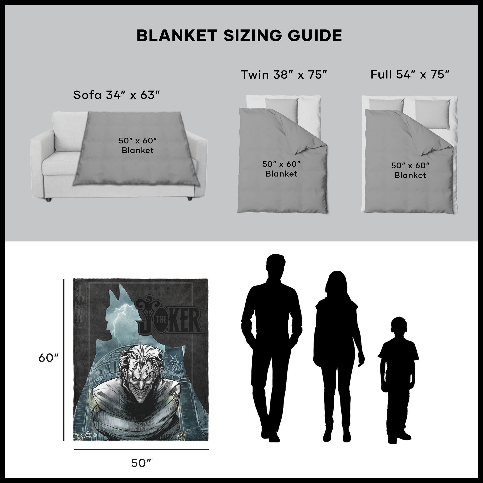 Warner Bros. DC Joker's Embrace Silk Touch Sherpa Throw Blanket 50x60 Inches, BLACK, alternate image number 5