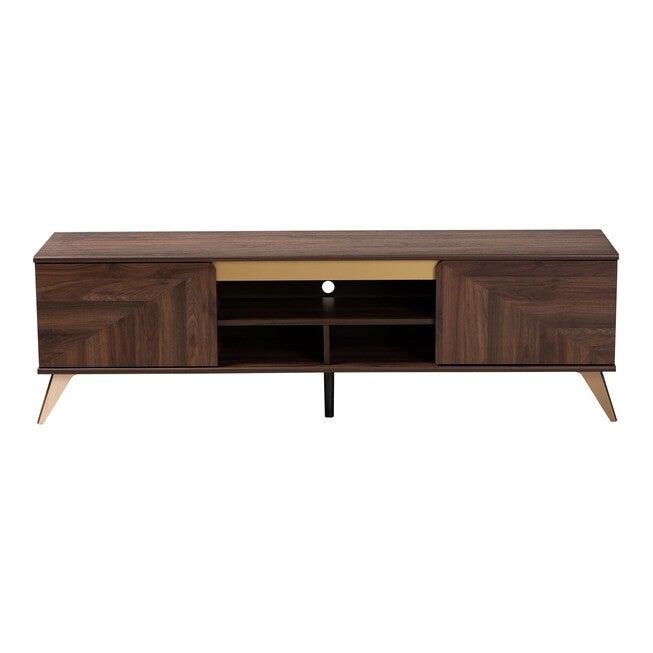 Graceland Mid-Century Modern Transitional Walnut Brown Finished Wood 2-Door Tv Stand, , alternate image number null