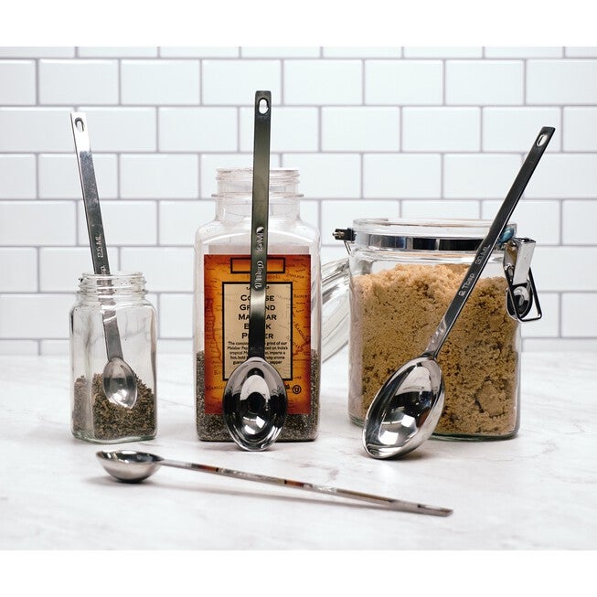 Long Handle Stainless Steel Measuring Spoon, Set 4, , on-hover image number null