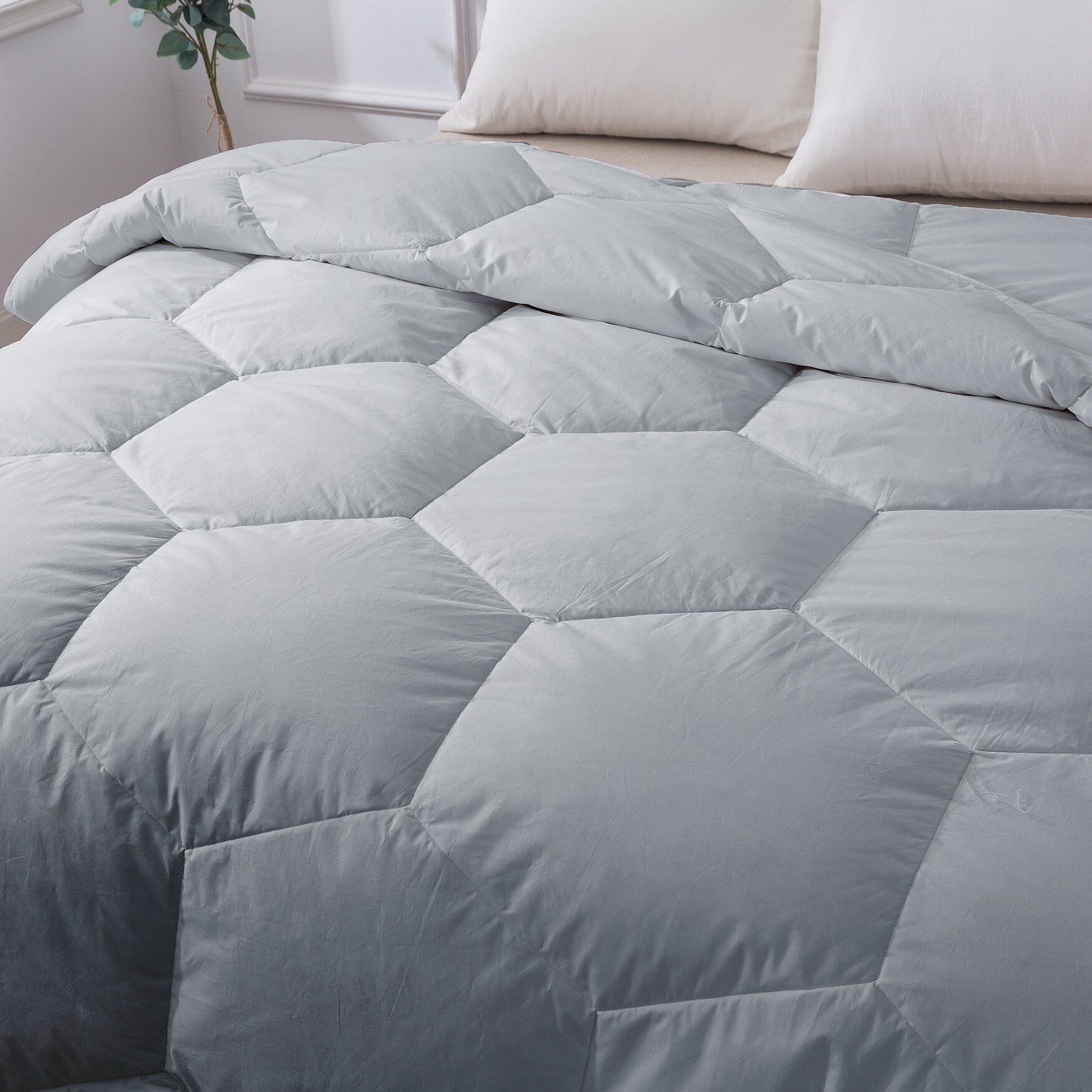 Honeycomb Stitch Down Alternative Comforter, Glacier Grey, , on-hover image number 1