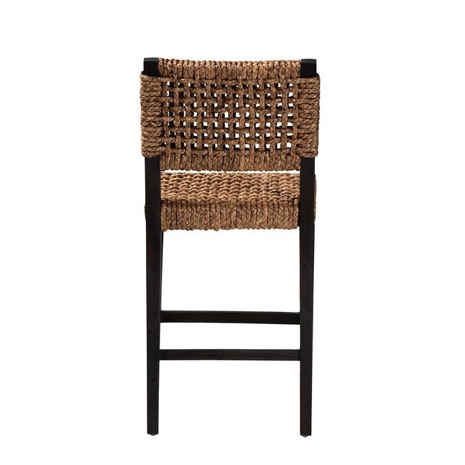 Alise Modern Bohemian Dark Brown Mahogany Wood and Seagrass Counter Stool, , alternate image number 9
