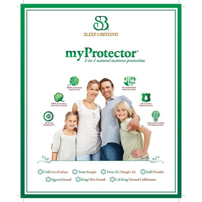 myProtector™ 2-in-1 washable natural wool mattress protector, , alternate image number 2