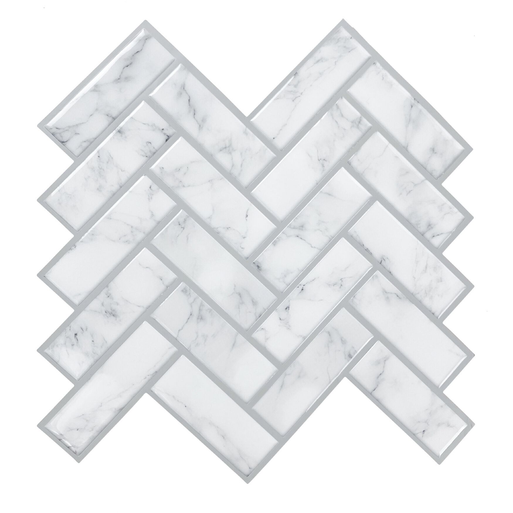 Peel And Stick Sticktiles, HERRINGBONE MARBLE, hi-res image number 0