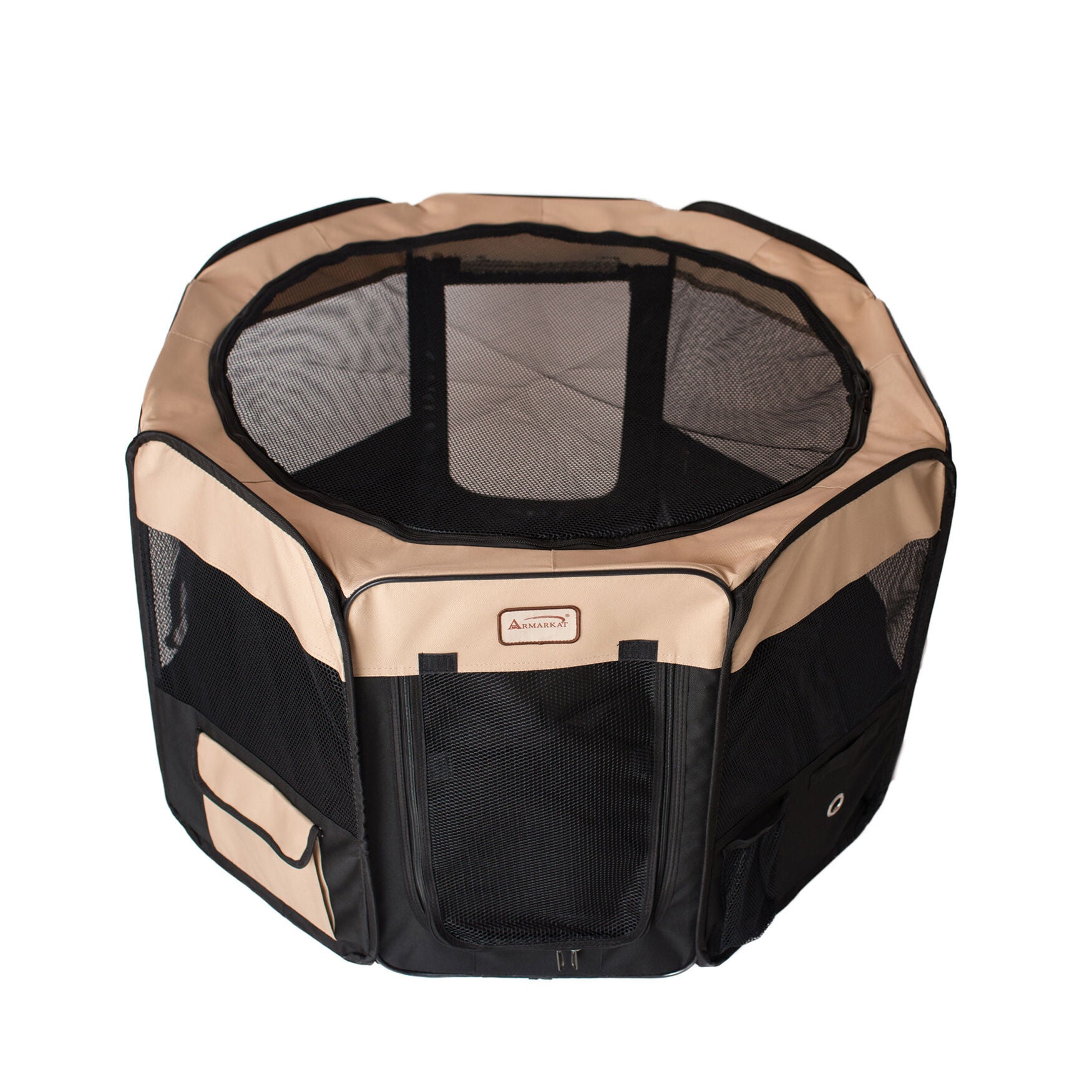 Portable Pet Dog Kitten Playpen In Black And Beige Combo, , alternate image number 7