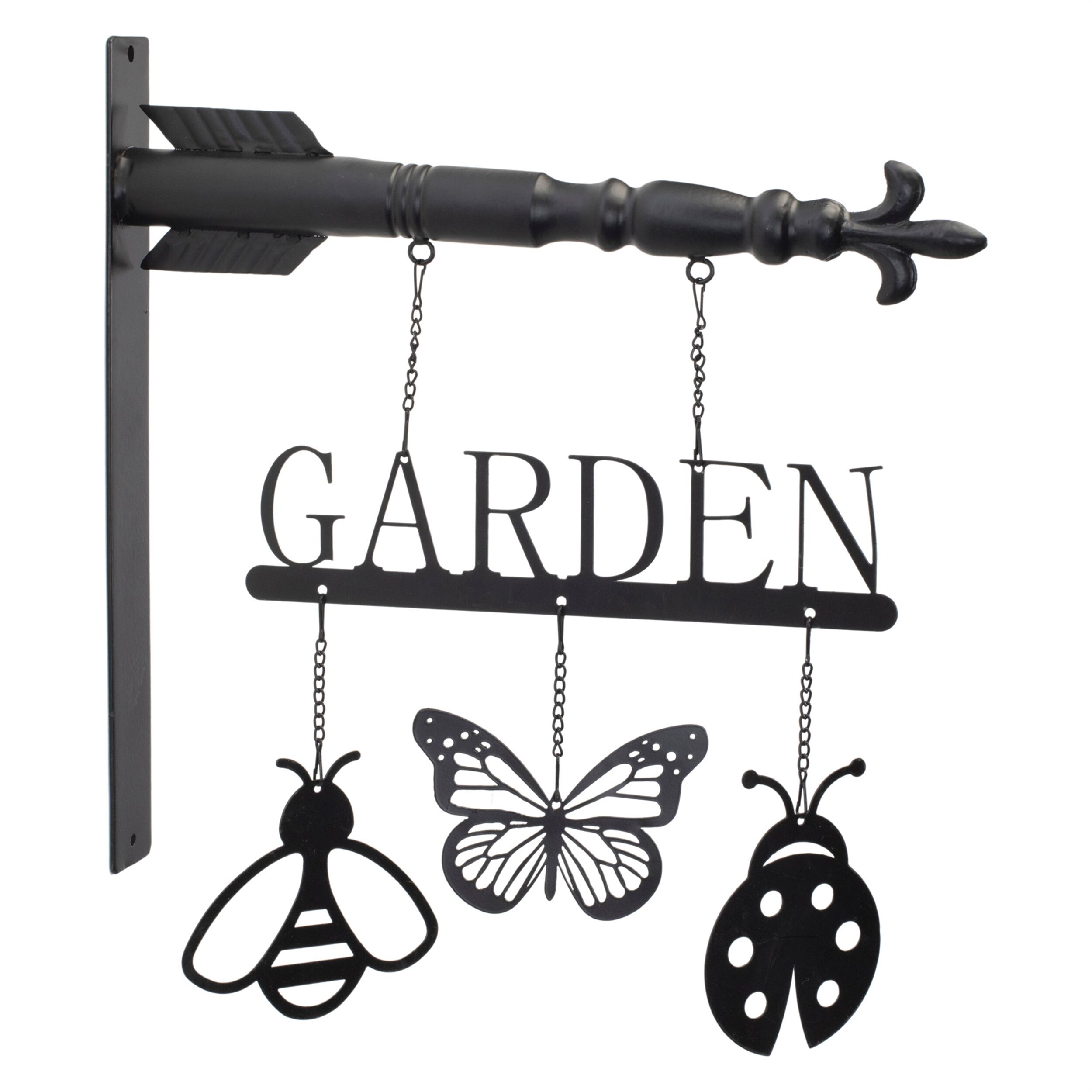 Butterfly Insect Garden Sign 15.5 inchesH, BLACK, hi-res image number 0