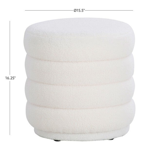 Kathy White Sherpa Round Ottoman Ottomans, , alternate image number 7