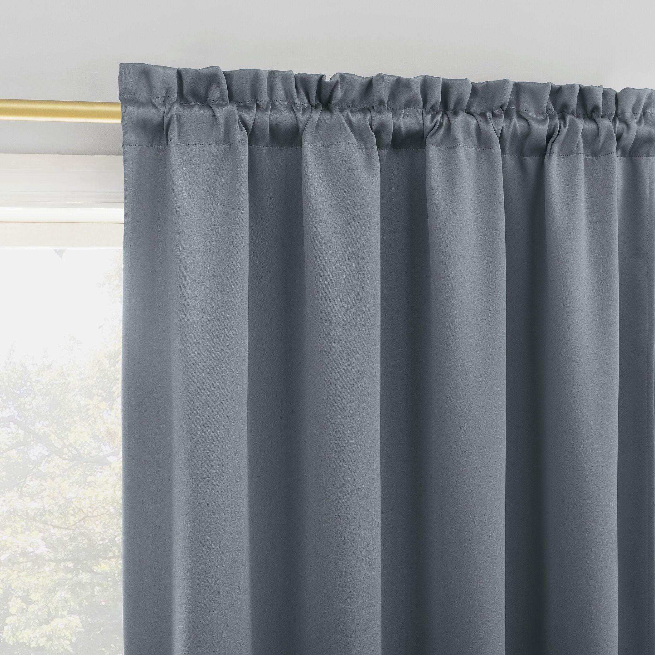 Sun Zero Blackout Greenwich Rod-Pocket Panel, DENIM, on-hover image number 1