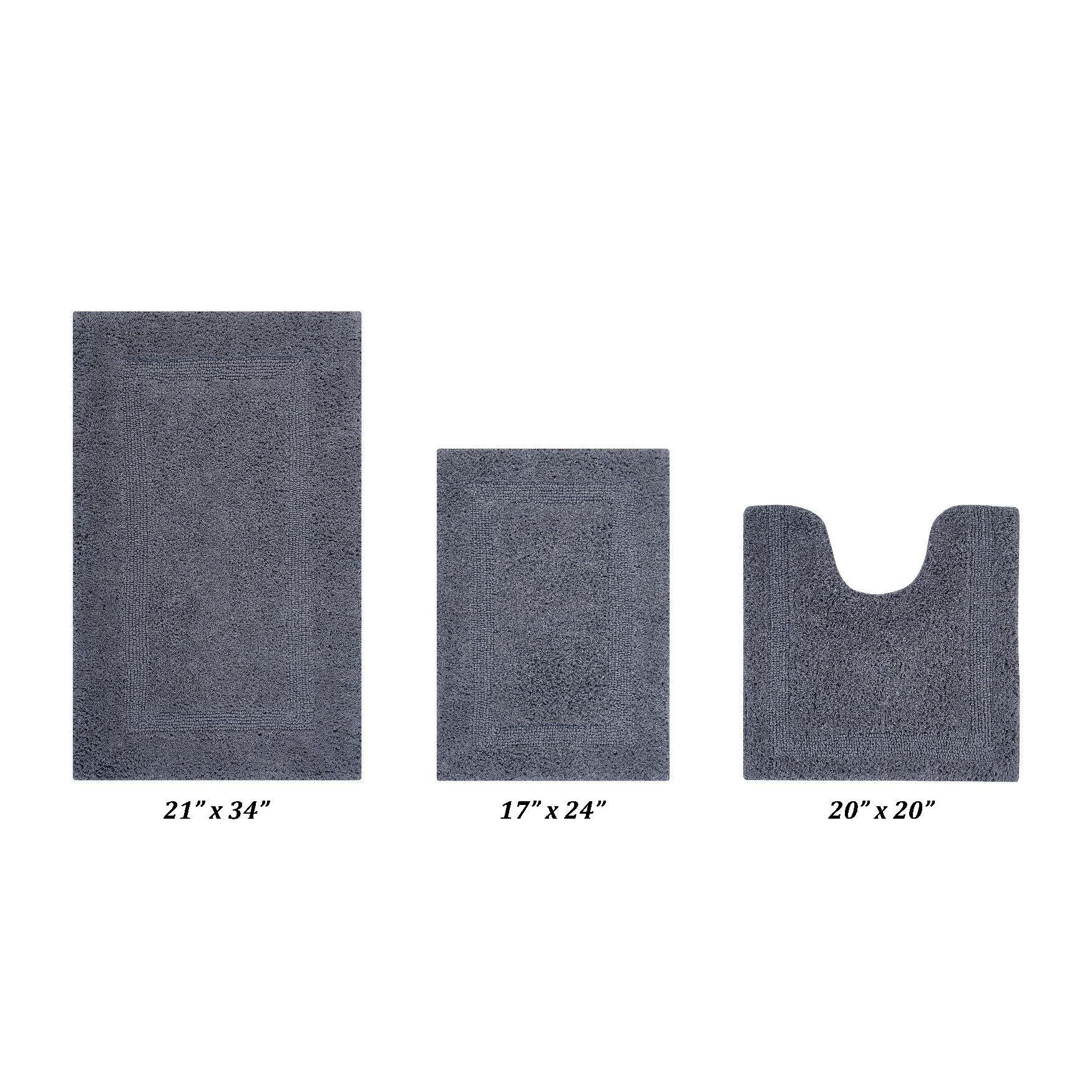 Lux Collectionis Bath Mat Rug 3 Piece Set (17 inches x 24 inches | 21 inches x 34 inches | 24 inches x 40 inches), GRAY, hi-res image number 0