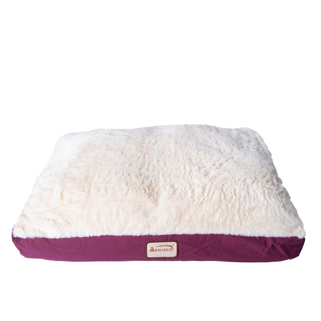 Double Extra Large Pet Dog Bed Mat With Poly Fill Cushion And Removable Cover, IVORY BURGUNDY, hi-res image number 0