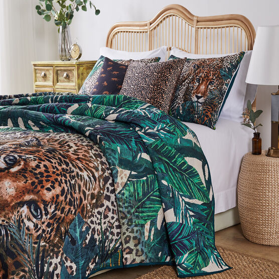 Jungle Cat Teal Quilt Set, , on-hover image number null