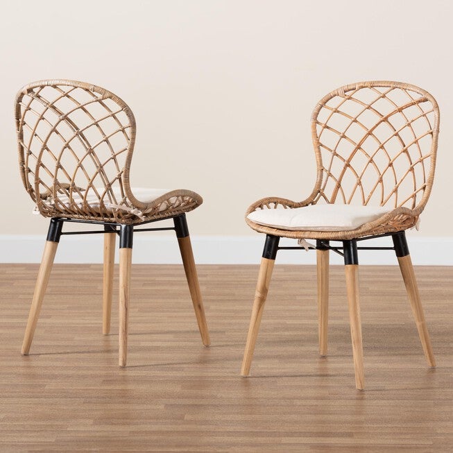 Sabelle Modern Bohemian Black Finished Rattan And Metal Dining Chair, , alternate image number 13