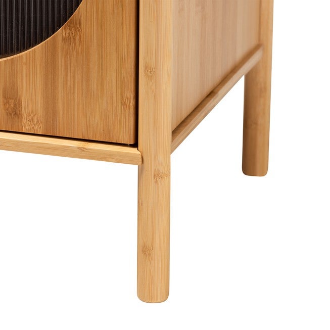 Naresh Mid-Century Modern Transitional Natural Brown Bamboo Wood 1-Door End Table, , alternate image number null