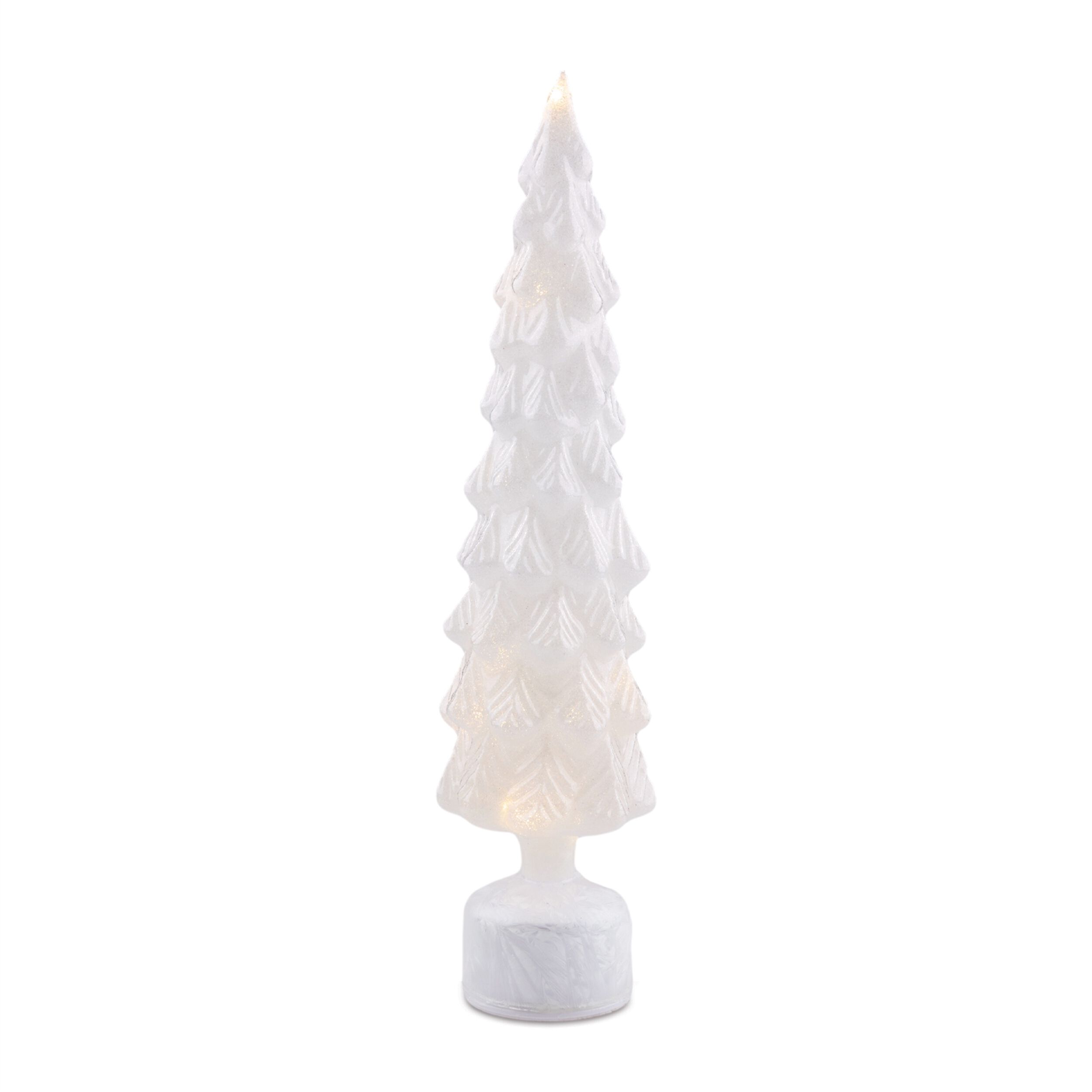Rotating LED Glass Christmas Tree (Set of 2), WHITE, alternate image number 3