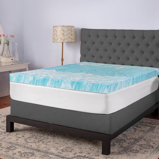 SensorPEDIC 4-Inch Gel Swirl Memory Foam Mattress Topper, WHITE, hi-res image number null