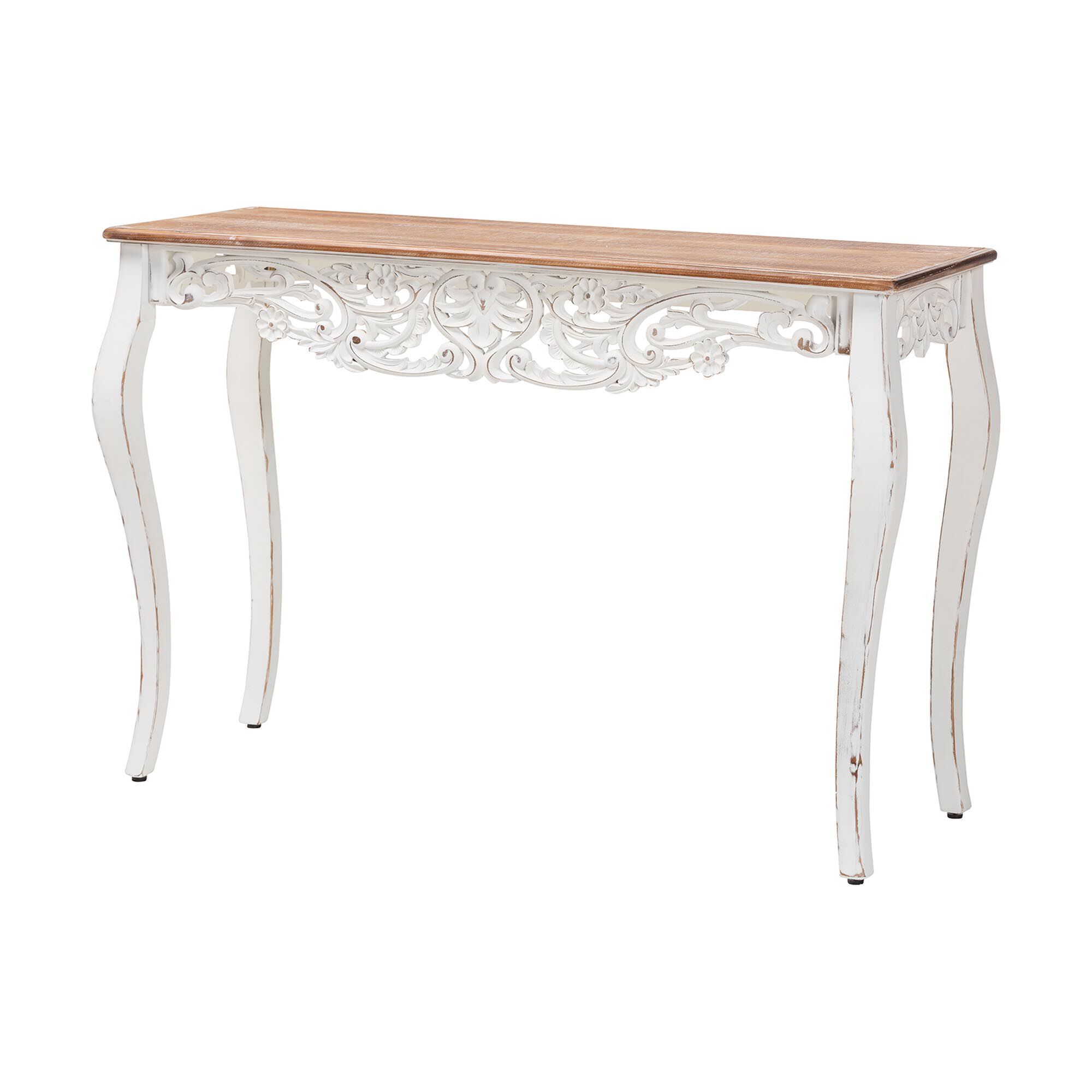 Riquin Distressed Wood Console Table, NATURAL, alternate image number 1