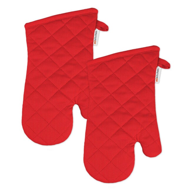 Solid Twill Oven Mitt, Set 2, CRIMSON, hi-res image number 0