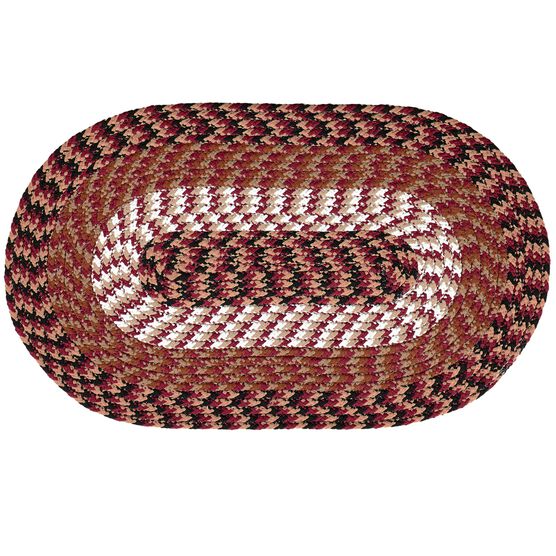 Alpine Braid Collection Reversible Indoor Area Rug, 48"" x 72"" Oval , BURGUNDY STRIPE, hi-res image number null