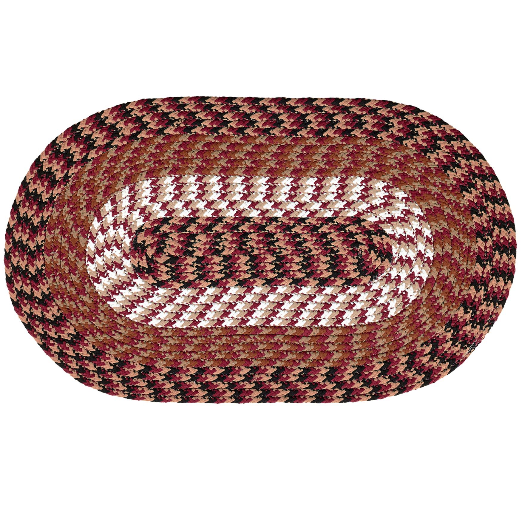 Alpine Braid Collection Reversible Indoor Area Rug, 60 inches x 96 inches Oval in Better Trends, BURGUNDY STRIPE, hi-res image number 0
