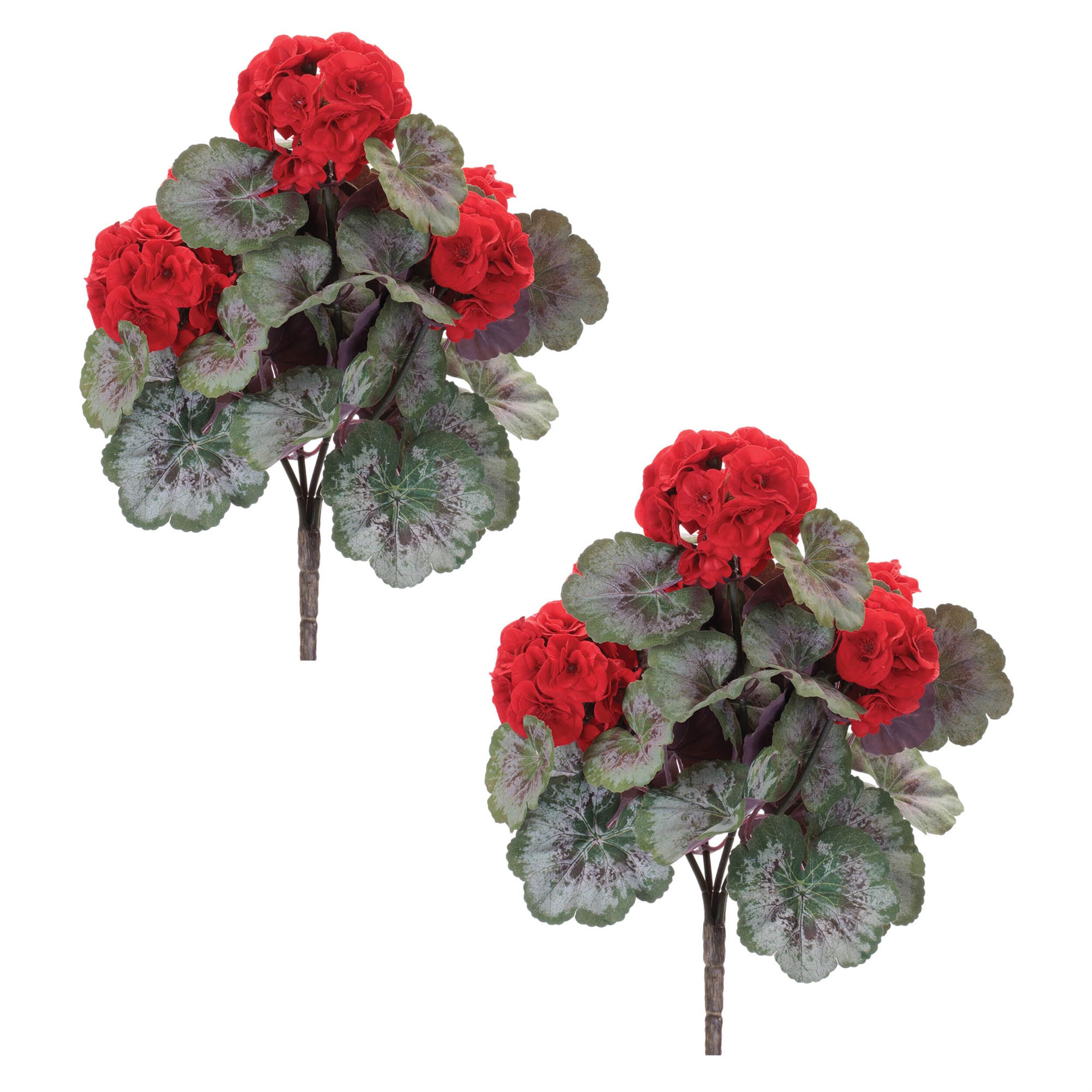 Geranium Floral Bush Set of 2, RED GREEN, alternate image number 3