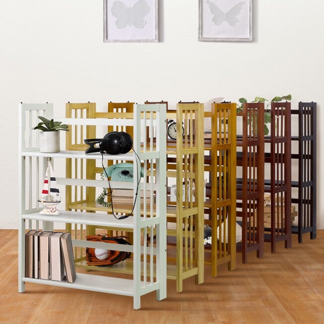 3-Shelf Folding Stackable Bookcase 27.5 inches Wide-Natural, , alternate image number 12