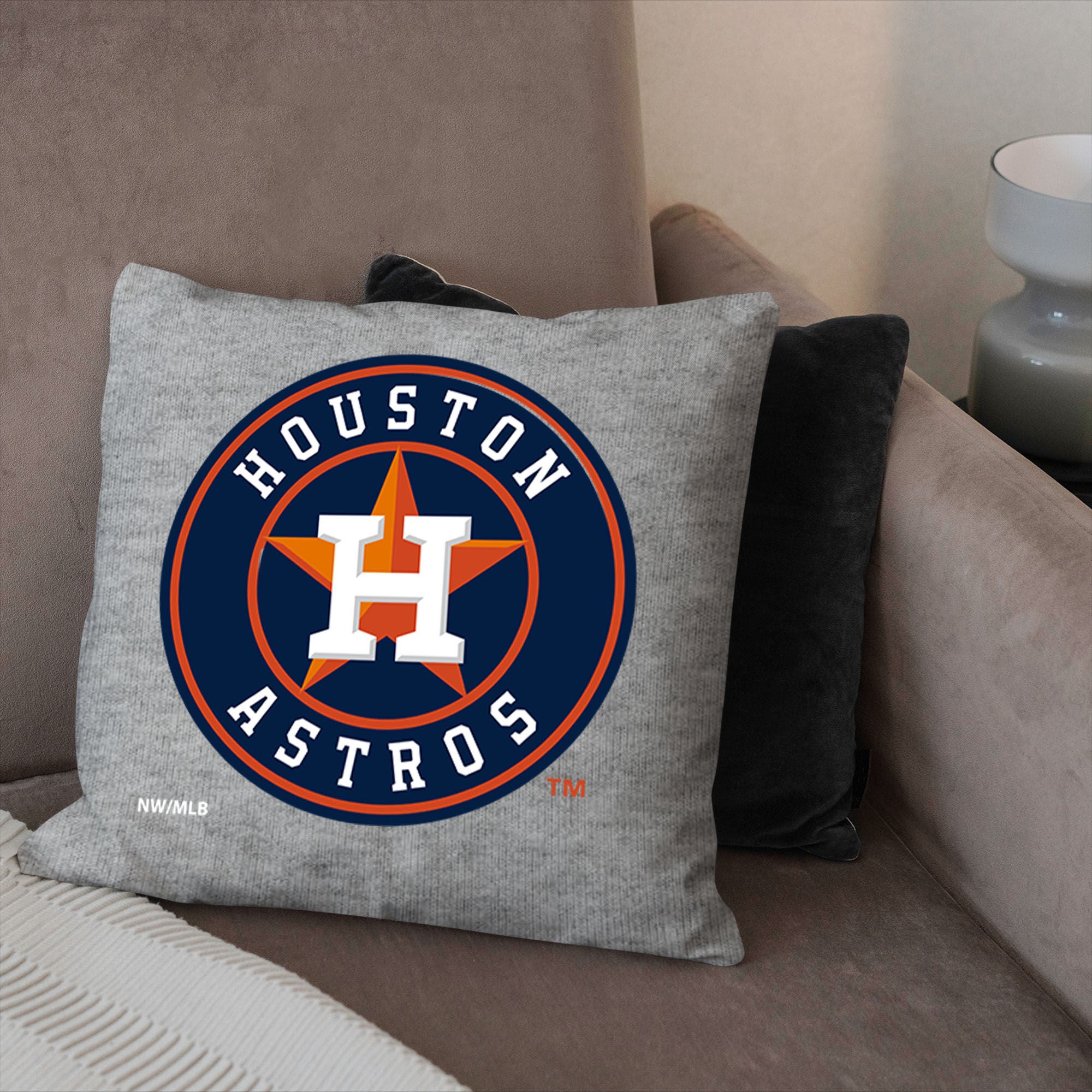 Houston Astros MLB Primary Sweatshirt PIllow 16 Inches, GRAY, alternate image number 2