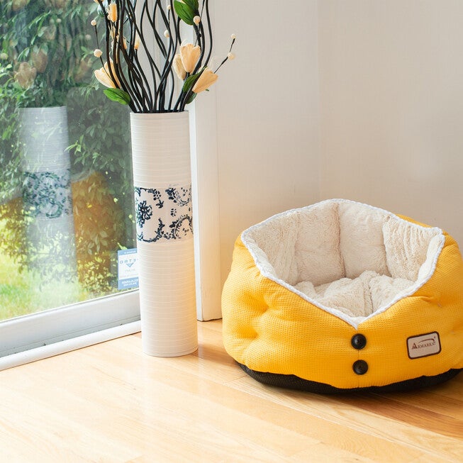 Gold Waffle and White Cat Dog Bed, , on-hover image number 1