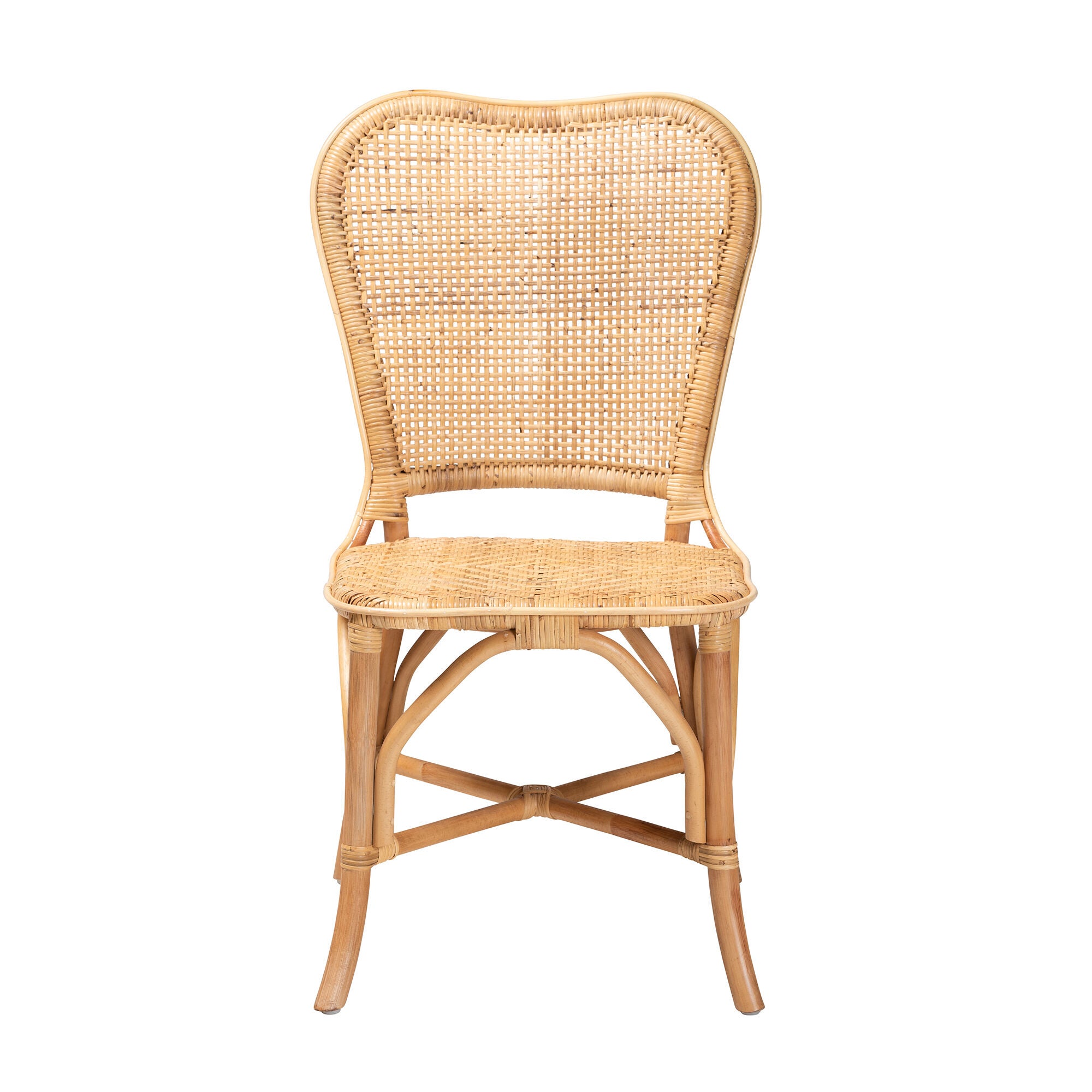Irene Modern Bohemian Natural Rattan Dining Chair, NATURAL BROWN, alternate image number 3