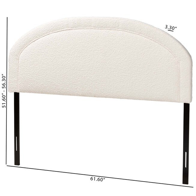 Fiana Modern Cream Boucle Fabric Queen Size Headboard, , alternate image number 5