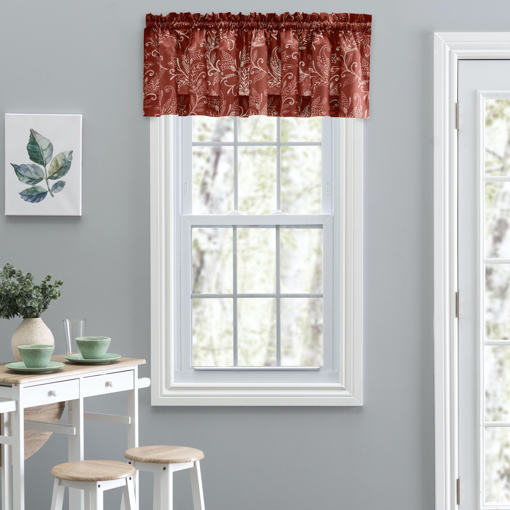 Lexington Leaf- Candlewick Leaf Pattern On A Colored Ground- Tailored Valance